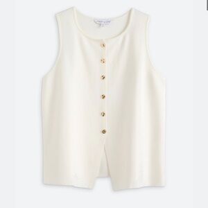 MONTGOMERY POST CLEO GOLD BUTTON VEST WHITE - S